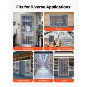 clear pvc strip curtain, 96 in height x 60 in width x 0.08 in thickness, 10 pcs walk in freezer cooler curtain strips, smooth waterproof plastic door strips for warehouse, freezer, garage doors