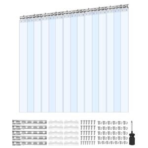 Clear PVC Strip Curtain, 96 in Height x 60 in Width x 0.08 in Thickness, 10 PCS Walk in Freezer Cooler Curtain Strips, Smooth Waterproof Plastic Door Strips for Warehouse, Freezer, Garage Doors