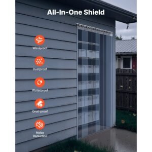 clear pvc strip curtain, 96 in height x 60 in width x 0.08 in thickness, 10 pcs walk in freezer cooler curtain strips, smooth waterproof plastic door strips for warehouse, freezer, garage doors