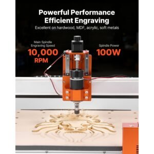 cnc router machine, 100w spindle, 3 axis wood engraving milling machine, with 15.75 x 15.75 x 3.74 in working area, linear rail, aluminum alloy structure, for wood acrylic carving cutting