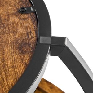 coffee table, modern round coffee table, 2 tiers wooden circle center desk with open storage, minimalist sturdy metal frame accent end desk for living room, office, easy assembly, rustic brown