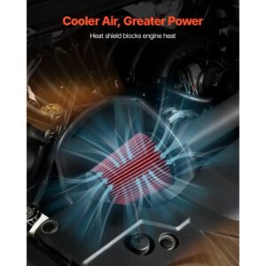 cold air intake, 3.5 inch cold air intake system + heat shield compatible with 2014 2018 chevy silverado/gmc sierra, 2015 2020 cadillac escalade 6.2l, high flow filter kit improved horsepower