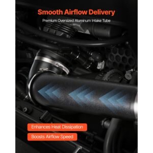 cold air intake, 3.94 inch cold air intake system + heat shield compatible with 2009 2018 dodge ram 1500, 2013 2018 ram 2500/3500 5.7l, high flow filter kit improve horsepower/throttle response