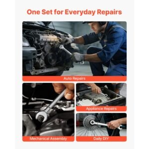 combination wrench set, 42 piece sae and metric, 12 point box end and 15° angled open end combination wrenches with roll up pouch, carbon steel, for general household and automotive repairs
