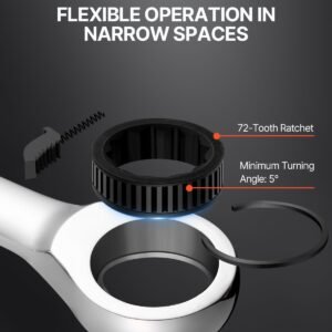combination wrench set, 8 piece ratcheting wrench set with organizer rack, cr v steel wrench set metric 8 mm to 19 mm, ideal for general household, garage, workshop, auto repairs, emergency