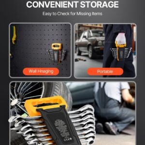 combination wrench set, 8 piece ratcheting wrench set with organizer rack, cr v steel wrench set metric 8 mm to 19 mm, ideal for general household, garage, workshop, auto repairs, emergency