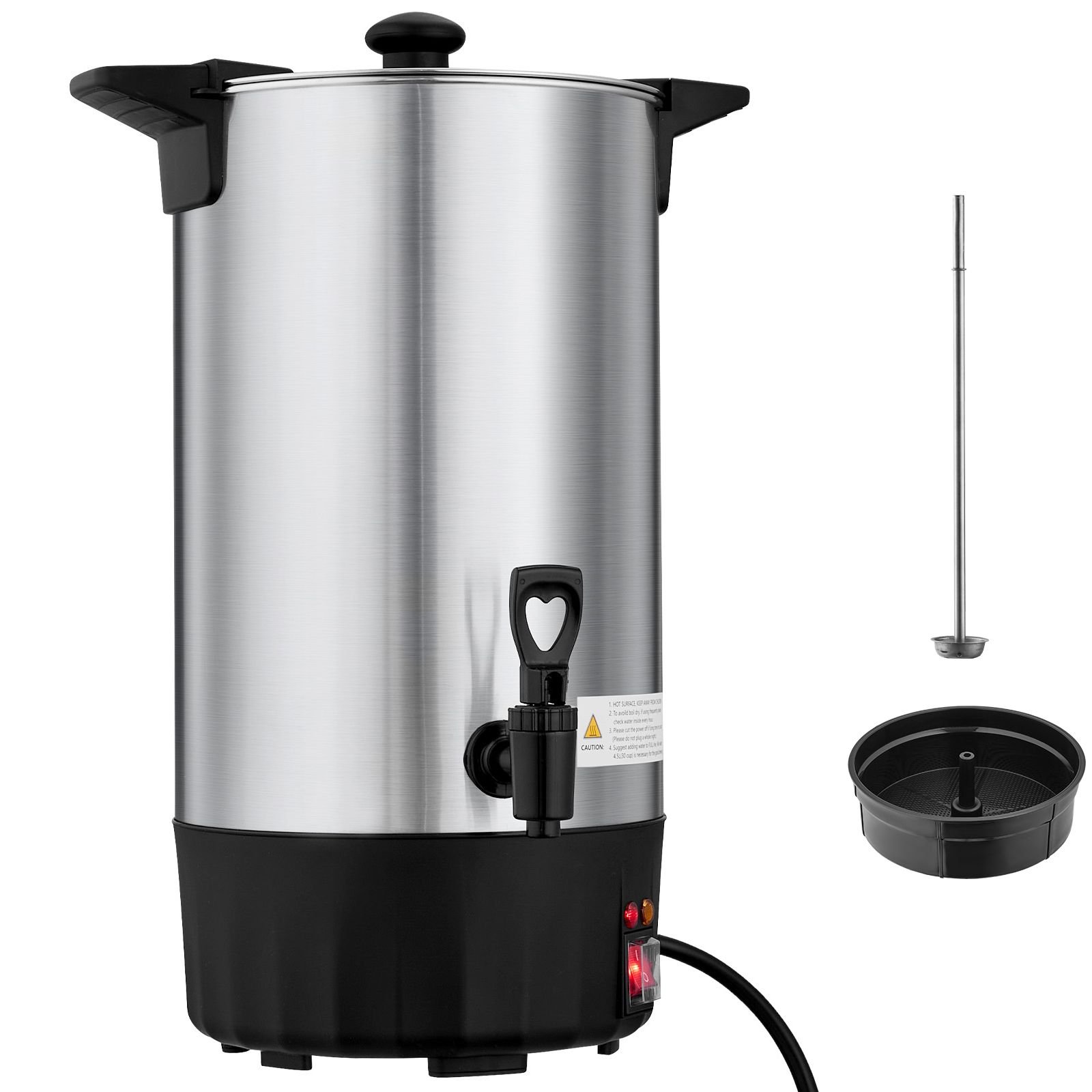 commercial coffee urn, 60 cup 9 l hot beverage dispenser with dripless faucet, quick brewing stainless steel large commercial coffee maker, for catering, business, party, church & restaurant