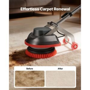 commercial floor scrubber machine, heavy duty floor cleaner polisher with 2 wheels, professional electric carpet buffer, max 1900 rpm, 43 ft cord, 3 pads & 3 brushes all floor surfaces
