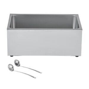 Commercial Food Warmer, 1200W Electric Stainless Steel Steam Food Warmer, Fast Heating Countertop Buffet Bain Marie with Soup & Perforated Ladles, for Catering, Restaurants, Parties, Buffets