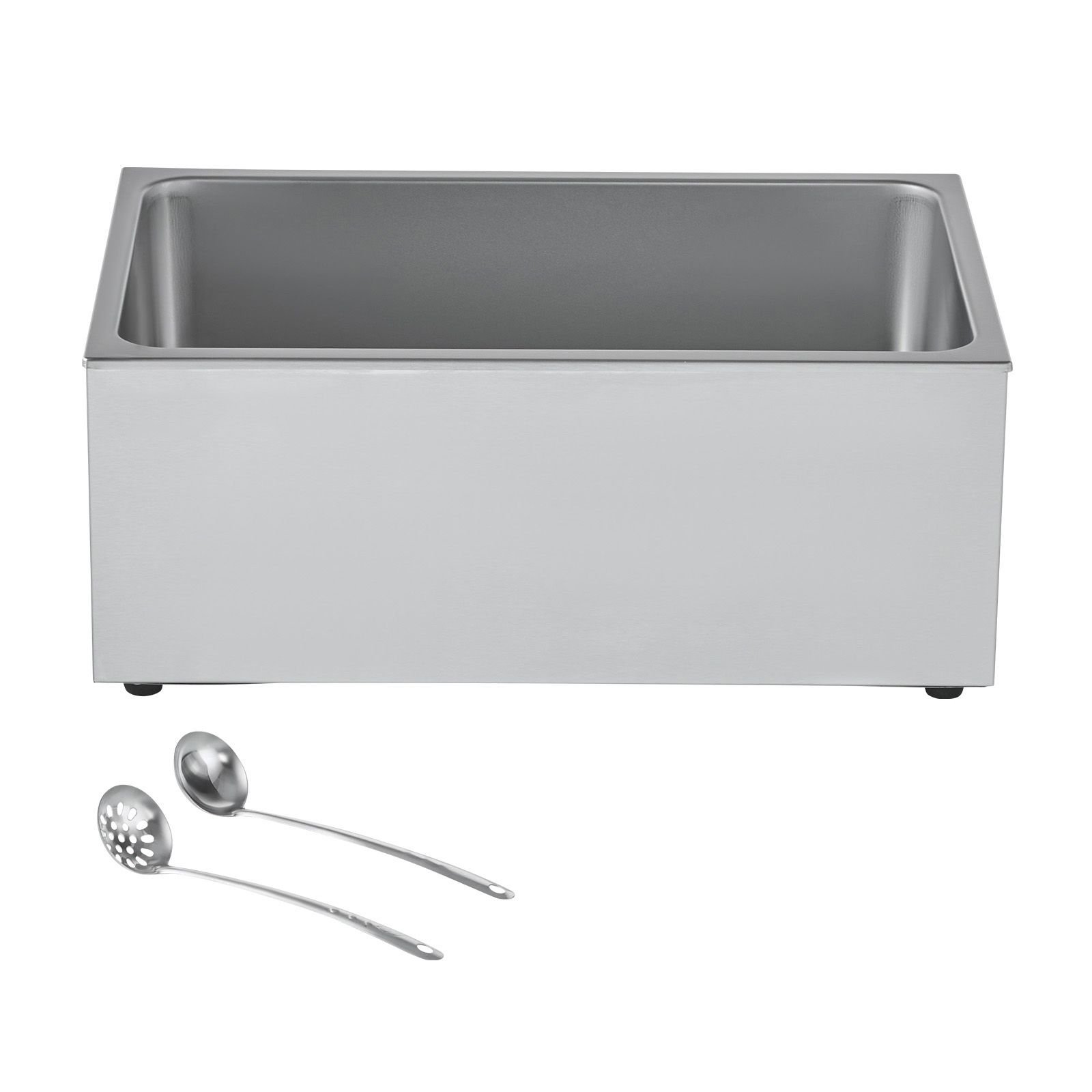 commercial food warmer, 1200w electric stainless steel steam food warmer, fast heating countertop buffet bain marie with soup & perforated ladles, for catering, restaurants, parties, buffets