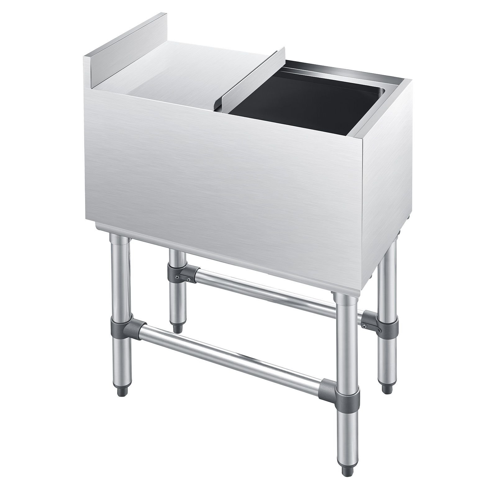 commercial ice bin, 39.6 qt max capacity, 12 x 24 x 33 inch stainless steel ice chest with sliding lid, 24h long lasting insulation, cooler cart cocktail unit for bar restaurant pub, nsf