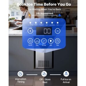 commercial ice maker machine, 100 lbs/24h with 30 lbs storage capacity, built in/freestanding/under counter, stainless steel ice maker with led display & self cleaning, for home bar restaurant