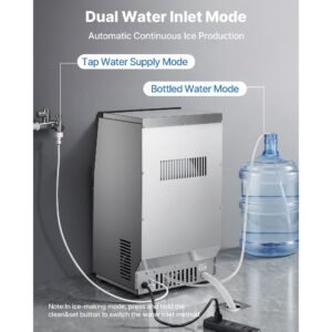 commercial ice maker machine, 90 lbs/24h with 13 lbs storage capacity, countertop/freestanding/under counter, stainless steel ice maker with led display & self cleaning, for home bar restaurant