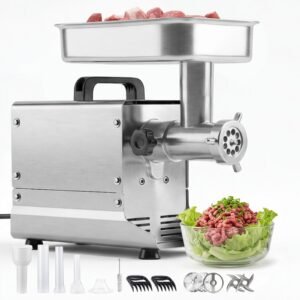 Commercial Meat Grinder, 5 Lbs/Min Capacity, #5 Electric Meat Mincer with 3 Plates, 3 Sausage Stuffing Tubes, 350W/0.5HP Stainless Steel Sausage Maker for Home Kitchens & Restaurants, ETL Listed