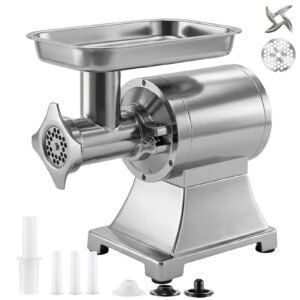 Commercial Meat Grinder, 9.2 Lbs/Min Capacity, #12 Electric Meat Mincer with 2 Plates, 3 Sausage Stuffing Tubes & Kibbe Kit, 750W/1HP Sausage Maker for Home Kitchens & Restaurants, ETL Listed
