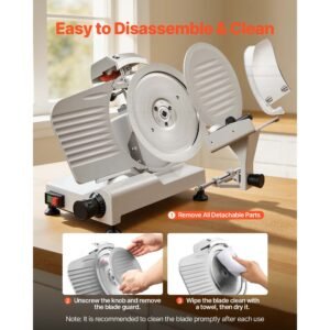 commercial meat slicer, 300w electric cutter, removable 10" carbon steel blade and food tray, 0 0.47" adjustable thickness food slicer machine,for frozen meat, ham, baguett, steak, etl approved
