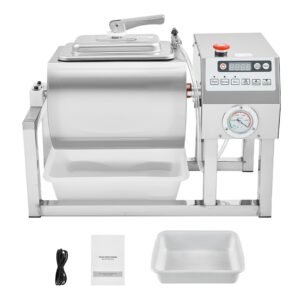 Commercial Meat Tumbler Marinator, 20L Vacuum Tumbler Marinating Machine with Bidirectional Rotation and 3-Speed, Stainless Steel Vacuum Curing Machine for Chicken Steak Pork, Restaurant