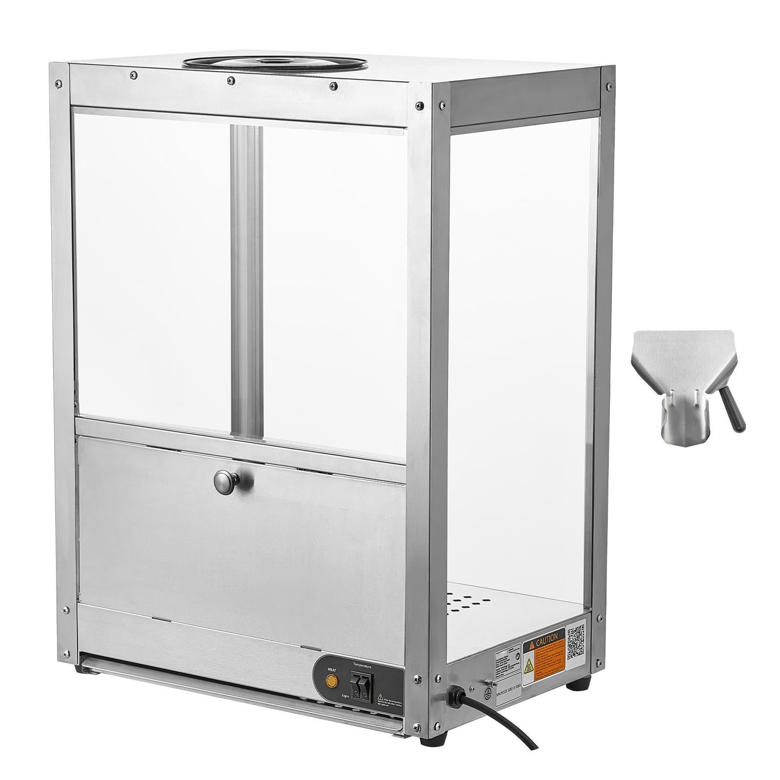 commercial nacho chip warmer, 85qt chip warmer machine with heating base and warming light, nacho machine with deflection board, stainless steel, for nacho chips, popcorn, potato chips, peanut