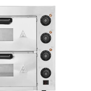 commercial pizza oven countertop, 16 inch double deck layers, stainless steel electric pizza oven with stone and handle, multipurpose indoor pizza maker for restaurant home pretzels baked