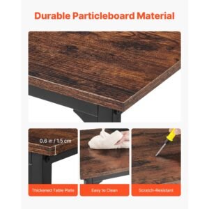 computer desk, 63 inch office gaming desk for home office, writing study work modern simple table with metal frame for large legroom, rustic brown and black