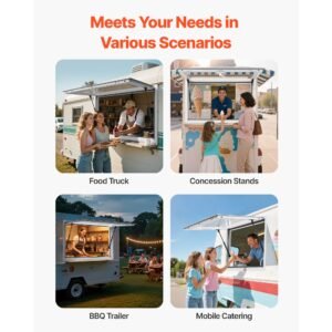 concession window 36x24 in, aluminum alloy frame service window for food truck, up to 85 degrees stand serving window with awning door and drag hook, rainwater resistant for concession trailers