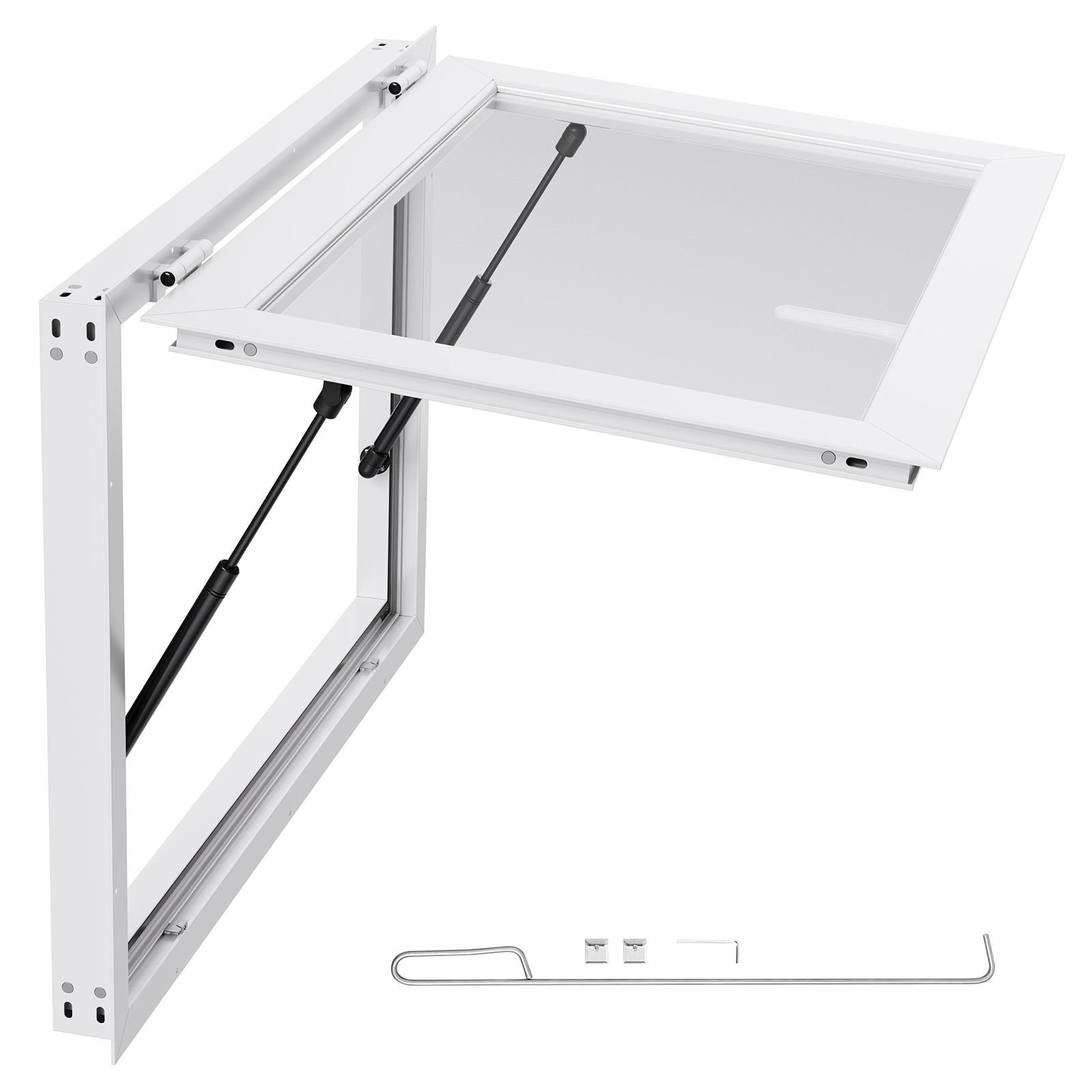concession window 36x24 in, aluminum alloy frame service window for food truck, up to 85 degrees stand serving window with awning door and drag hook, rainwater resistant for concession trailers
