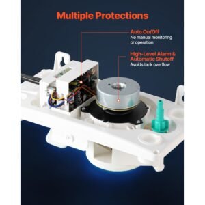 condensate pump, 1/24 hp, 110 gph, 24 ft lift, 100 240v automatic ac condensation removal pump with safety switch & 20 ft tubing, for air conditioner, dehumidifier, hvac, furnace, ice maker