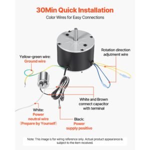 condenser fan motor with capacitor, 1/8hp 825rpm 208 230v, replacement for ge genteq carrier bryant payne 5kcp39kfua99s d159176p01 x70370245010 x70370245 01 5kcp39ggv570s