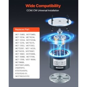 condenser fan motor with capacitor, 1/8hp 825rpm 208 230v, replacement for ge genteq carrier bryant payne 5kcp39kfua99s d159176p01 x70370245010 x70370245 01 5kcp39ggv570s