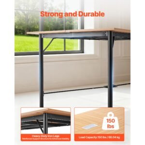 conference table, 6 ft office meeting table for 6 8 person, modern rectangle seminar desk with metal legs, meeting desk ideal for office, boardroom, conference room, easy assembly, brown