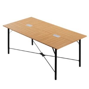 Conference Table, 6 ft Office Meeting Table for 6-8 Person, Modern Rectangle Seminar Desk with Metal Legs, Meeting Desk Ideal for Office, Boardroom, Conference Room, Easy Assembly, Brown
