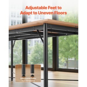 conference table, 6 ft office meeting table for 6 8 person, modern rectangle seminar desk with metal legs, meeting desk ideal for office, boardroom, conference room, easy assembly, brown