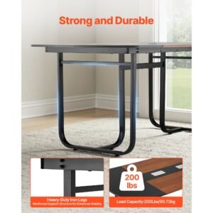 conference table, 6 ft oval office meeting table for 6 8 person, modern seminar desk with metal legs, large meeting desk for office, boardroom, conference room, easy assembly, black & brown