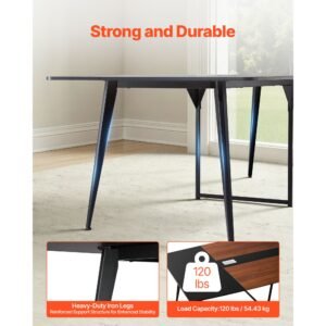 conference table, 8 ft boat shaped office meeting table for 10 person, modern large boat meeting desk with metal legs, ideal for office, boardroom, conference room, easy assembly, black & brown