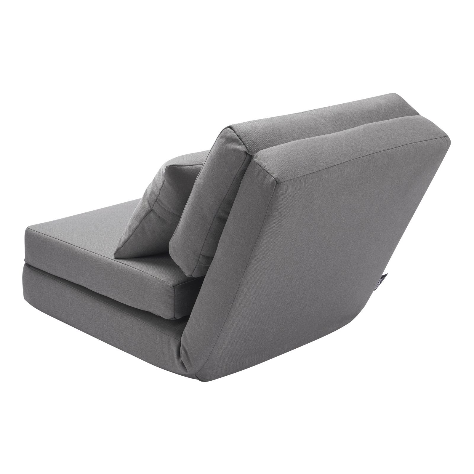 convertible flip chair, 5 position adjustable floor lazy sofa, folding upholstered couch bed with adjustable backrest metal frame and pillow, folding sofa bed chair for living room bedroom, gray