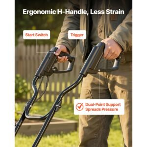 corded electric tiller, 14 inch tilling width garden rototiller, 10 amp motor heavy duty tilling machine, cultivator with steel tines and foldable handle, for lawn, yard, and gardening care