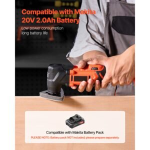 cordless oscillating tool, 20v multitool oscillating tool with 6 variable speeds 8500 17000 opm, 3.2° oscillating angle, 8pcs saw accessories & led work light (battery pack not included)