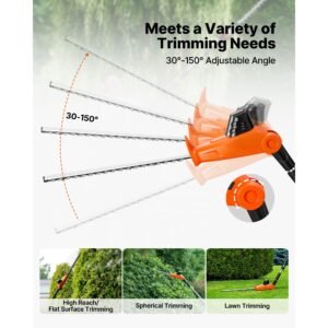 cordless pole hedge trimmer, 20v electric bush trimmer kit with 18 inch double edged steel blade, 74 94 inches telescoping design for high branches (2.0ah battery and fast charger included)