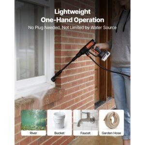 cordless pressure washer, 1200psi max portable pressure washer with brushless motor, dual batteries, 6 in 1 nozzle & water hose, 4 speed adjustable, handheld power cleaner for home garden patio