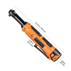 cordless ratchet wrench, 3/8 inch drive, 230 rpm, up to 33 ft lbs of torque, battery powered electric ratchet wrench set with two 2.0ah batteries, charger, sockets, adaptor and carrying case