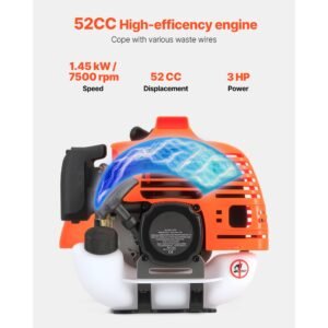 cordless string trimmer, 52 cc 2 stroke, gas powered weed wacker, 17" cordless grass trimmer, multi functional lawn edger with shoulder strap & 3t blade, weed eater for quick grass cleaning