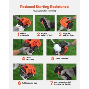 cordless string trimmer, 52 cc 2 stroke, gas powered weed wacker, 17" cordless grass trimmer, multi functional lawn edger with shoulder strap & 3t blade, weed eater for quick grass cleaning
