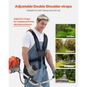 cordless string trimmer, 52 cc 2 stroke, gas powered weed wacker, 17" cordless grass trimmer, multi functional lawn edger with shoulder strap & 3t blade, weed eater for quick grass cleaning