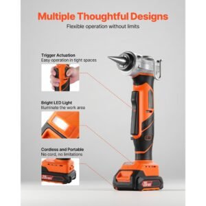 cordless tube expander, 20v max electric tubing expansion tool for 1/2", 3/4", 1" pex a pipes, 22000rpm pipe expander with 3 expanding head, 2pcs 2ah battery, fast charger & carrying case