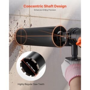 core drill bit, 4 1/2 inch diameter, 14 inch drilling depth, 1 1/4 in 7 internal thread, high precision welding technology, wet diamond core bit for reinforced concrete, bricks, and masonry