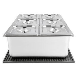 Countertop Food Serving Display Container, Stainless Steel Food Salad Server Tray, Buffet Condiment Dispenser, Ice Cooled Rack with Separate Lid, for Restaurant, Hotel, Party (6x1/6 Pan)