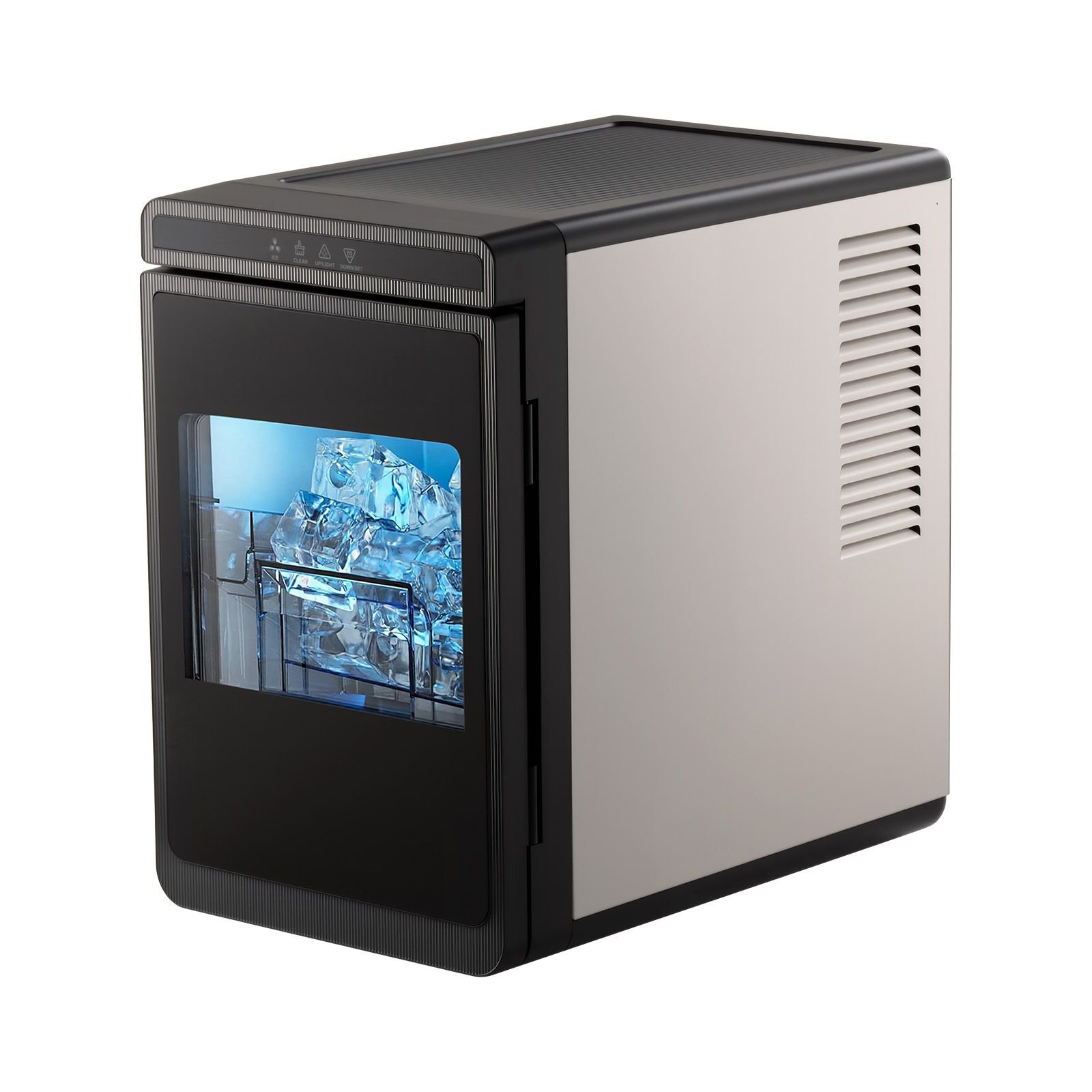 countertop ice maker, 22 lbs per day, self cleaning portable machine with tong, drawer style ice access, ice making machine with large square cubes, for home, kitchen, office, bar & party