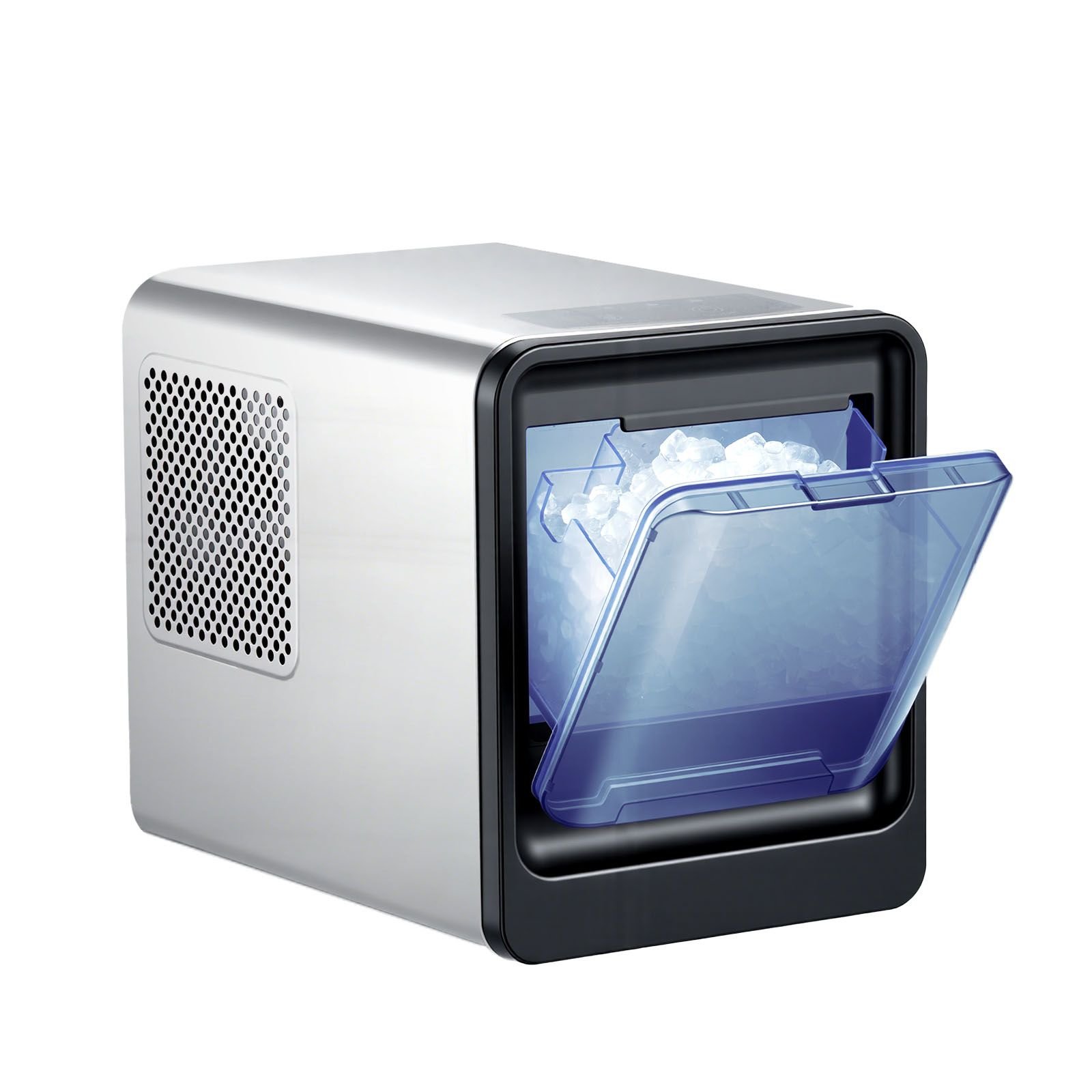 countertop ice maker, 33 lbs per day, self cleaning portable machine with scoop, drawer style ice access, nugget ice making machine with chewable ices for home, kitchen, office, bar & party