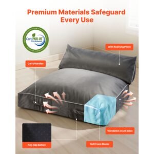 crash pad, 5 x 4.5 ft crash pad for kids sensory with foam blocks and washable cover, large soft foam landing zone giant pillow mat, sensory room equipment for children jumping, relaxing & play