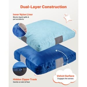 crash pad, 5 x 5 ft crash pad for kids sensory with foam blocks and washable cover, giant pillow mat large soft foam landing zone, sensory room equipment for children jumping, relaxing & play